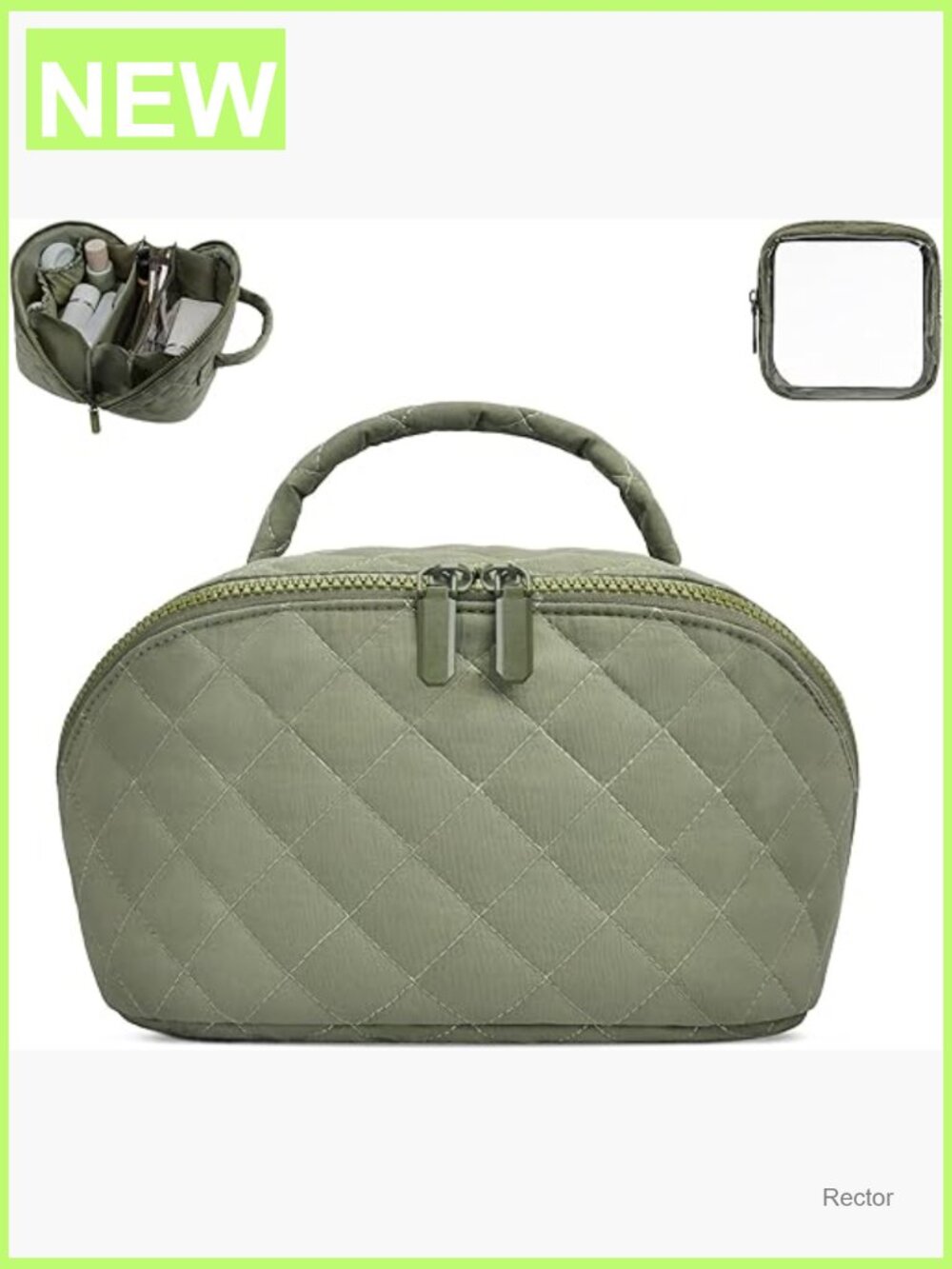 Quilted Puffer Cosmetic Bag with 180° Lay-Flat Design
